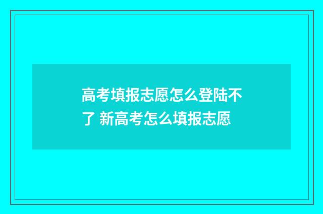 高考填报志愿怎么登陆不了 新高考怎么填报志愿