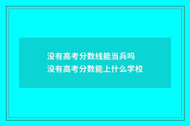 没有高考分数线能当兵吗 没有高考分数能上什么学校