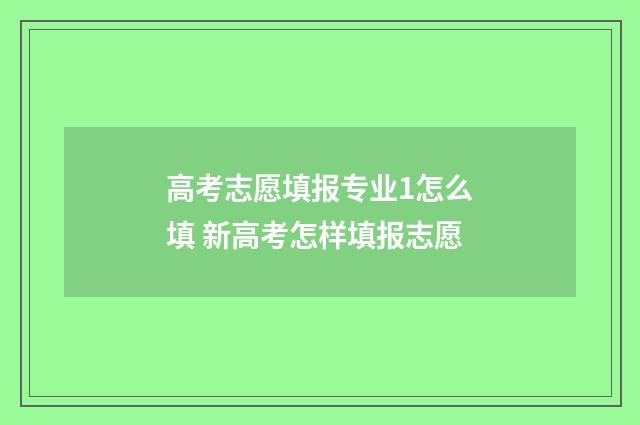 高考志愿填报专业1怎么填 新高考怎样填报志愿
