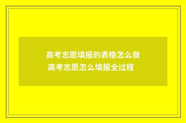 高考志愿填报的表格怎么做 高考志愿怎么填报全过程