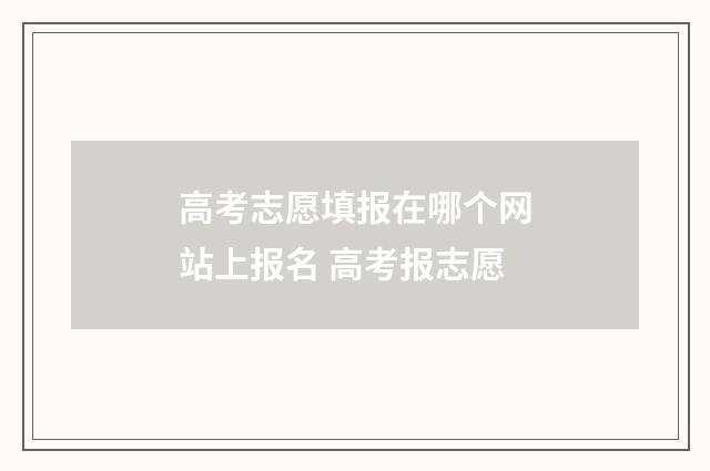 高考志愿填报在哪个网站上报名 高考报志愿