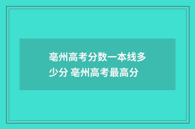 亳州高考分数一本线多少分 亳州高考最高分