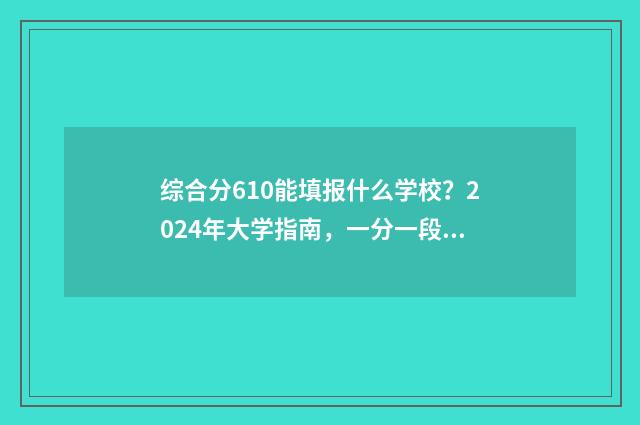 综合分610能填报什么学校?2024年大学指南,一分一段表 综合分610能填报什么学校