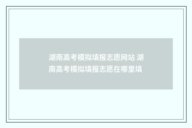 湖南高考模拟填报志愿网站 湖南高考模拟填报志愿在哪里填