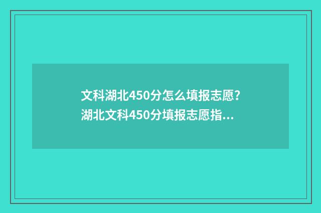 文科湖北450分怎么填报志愿？湖北文科450分填报志愿指南 湖北文科405分能上什么大学