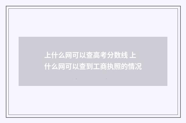 上什么网可以查高考分数线 上什么网可以查到工商执照的情况