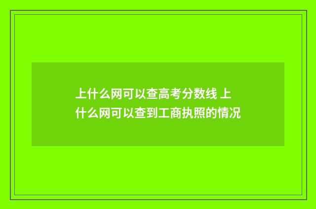 上什么网可以查高考分数线 上什么网可以查到工商执照的情况