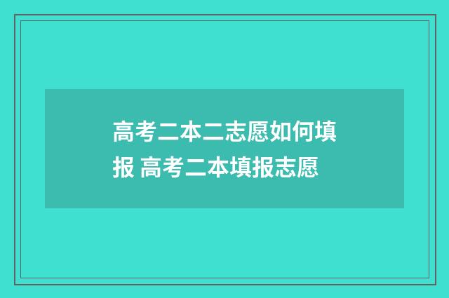 高考二本二志愿如何填报 高考二本填报志愿