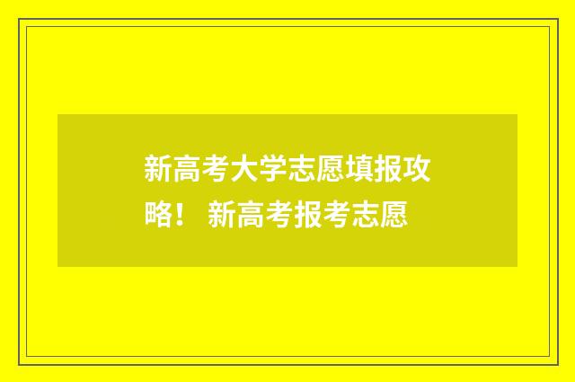 新高考大学志愿填报攻略！ 新高考报考志愿