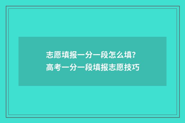 志愿填报一分一段怎么填？高考一分一段填报志愿技巧