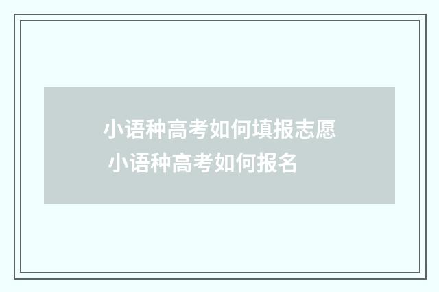 小语种高考如何填报志愿 小语种高考如何报名
