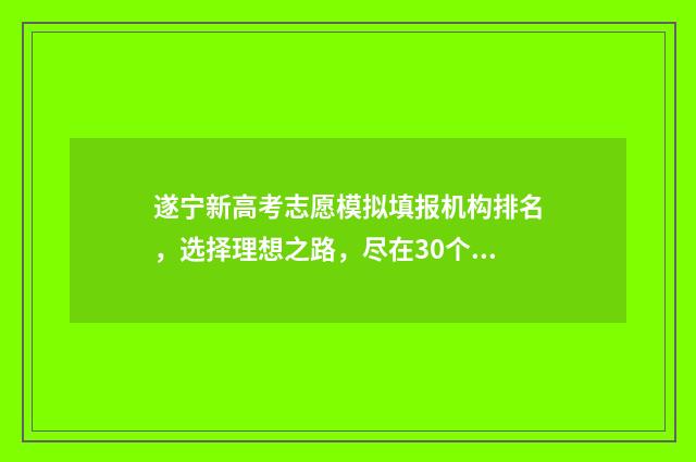 遂宁新高考志愿模拟填报机构排名，选择理想之路，尽在30个汉字以内！ 遂宁新高考志愿填报规则