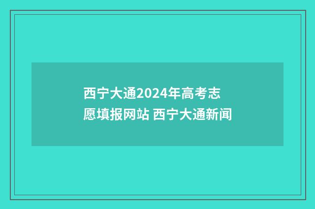 西宁大通2024年高考志愿填报网站 西宁大通新闻