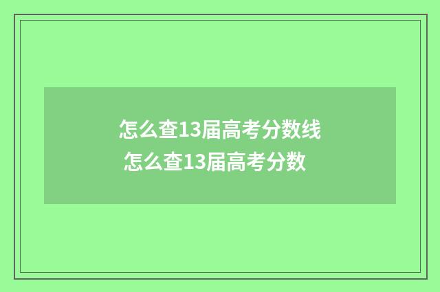 怎么查13届高考分数线 怎么查13届高考分数