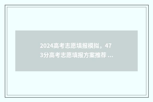 2024高考志愿填报模拟，473分高考志愿填报方案推荐 大未来高考志愿填报官网
