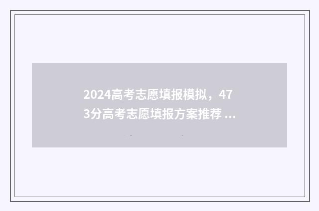 2024高考志愿填报模拟，473分高考志愿填报方案推荐 大未来高考志愿填报官网