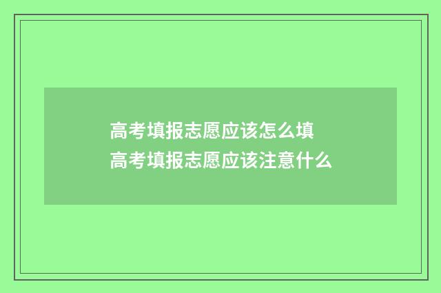 高考填报志愿应该怎么填 高考填报志愿应该注意什么