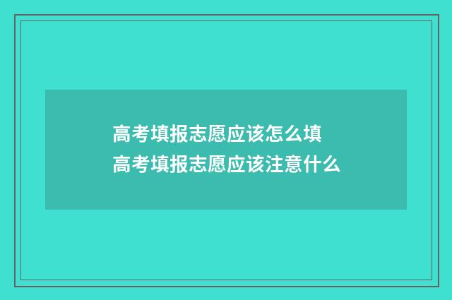 高考填报志愿应该怎么填 高考填报志愿应该注意什么