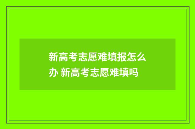 新高考志愿难填报怎么办 新高考志愿难填吗