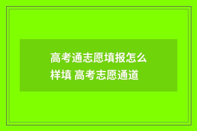 高考通志愿填报怎么样填 高考志愿通道