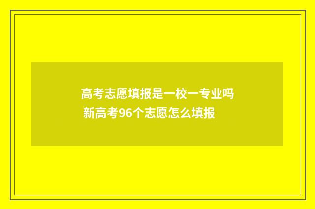高考志愿填报是一校一专业吗 新高考96个志愿怎么填报