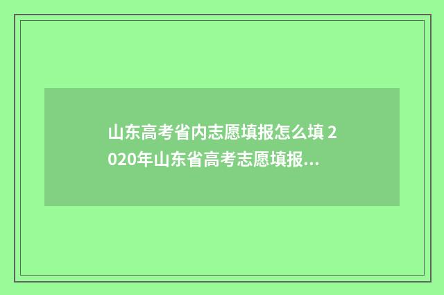 山东高考省内志愿填报怎么填 2020年山东省高考志愿填报规则