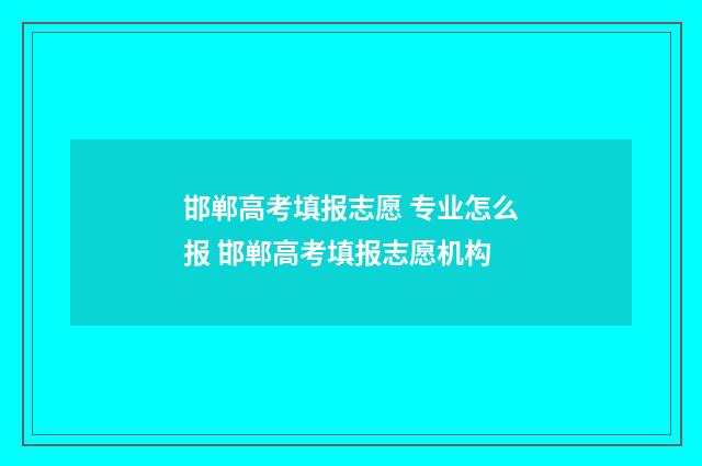 邯郸高考填报志愿 专业怎么报 邯郸高考填报志愿机构