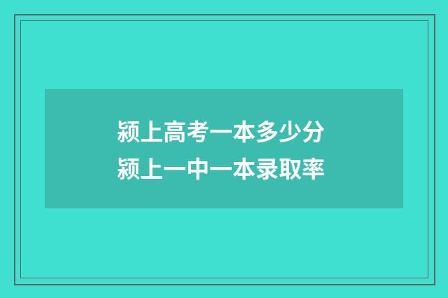 颍上高考一本多少分 颍上一中一本录取率