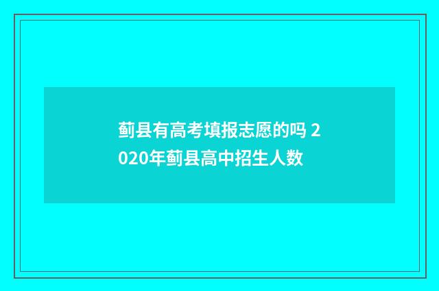 蓟县有高考填报志愿的吗 2020年蓟县高中招生人数