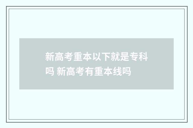 新高考重本以下就是专科吗 新高考有重本线吗