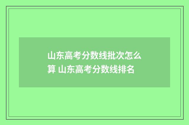 山东高考分数线批次怎么算 山东高考分数线排名