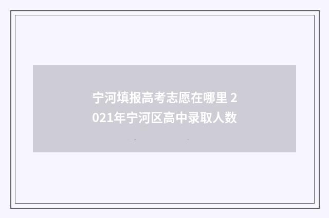 宁河填报高考志愿在哪里 2021年宁河区高中录取人数