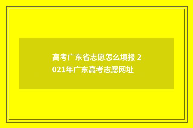 高考广东省志愿怎么填报 2021年广东高考志愿网址