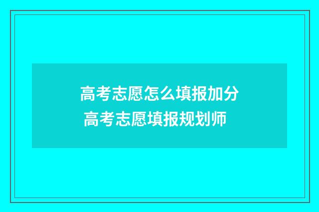 高考志愿怎么填报加分 高考志愿填报规划师