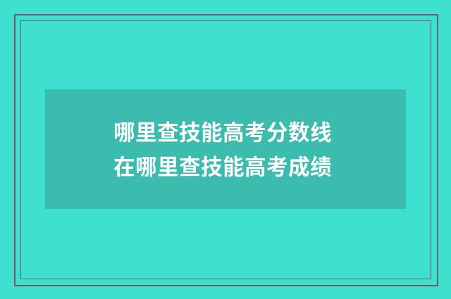 哪里查技能高考分数线 在哪里查技能高考成绩