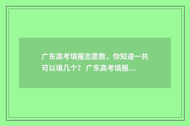 广东高考填报志愿数，你知道一共可以填几个？ 广东高考填报志愿