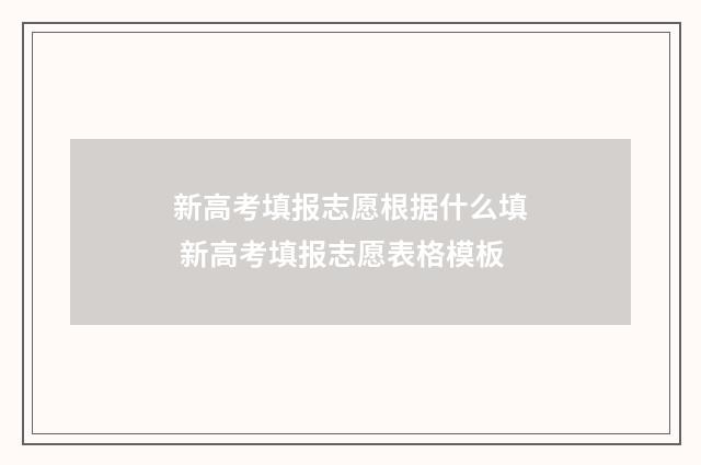 新高考填报志愿根据什么填 新高考填报志愿表格模板