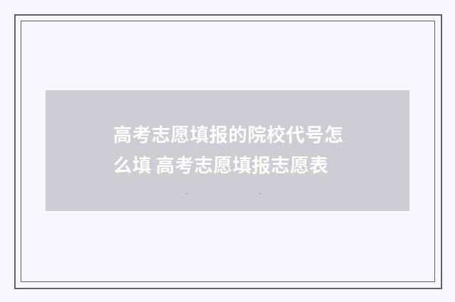 高考志愿填报的院校代号怎么填 高考志愿填报志愿表
