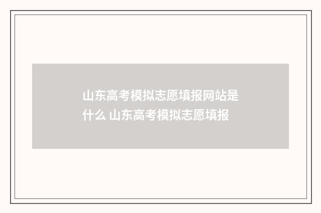 山东高考模拟志愿填报网站是什么 山东高考模拟志愿填报