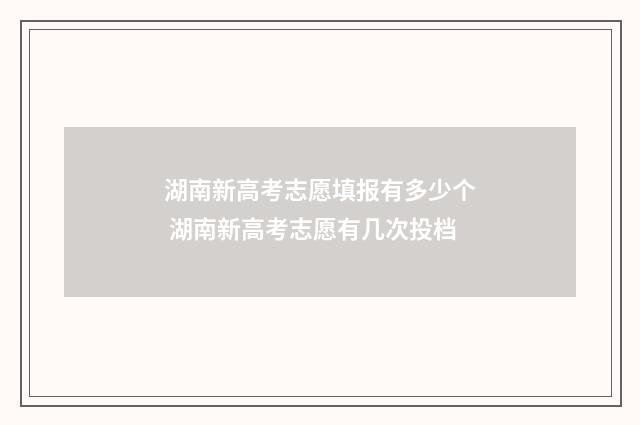 湖南新高考志愿填报有多少个 湖南新高考志愿有几次投档