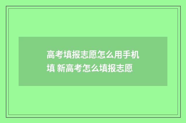 高考填报志愿怎么用手机填 新高考怎么填报志愿
