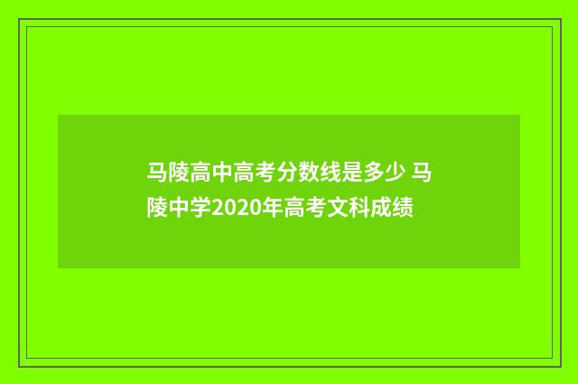 马陵高中高考分数线是多少 马陵中学2020年高考文科成绩