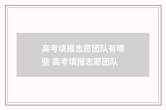 高考填报志愿团队有哪些 高考填报志愿团队