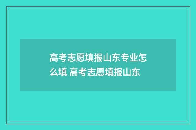 高考志愿填报山东专业怎么填 高考志愿填报山东