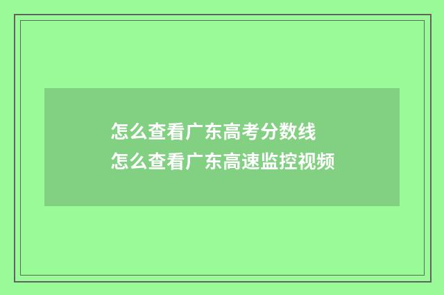 怎么查看广东高考分数线 怎么查看广东高速监控视频
