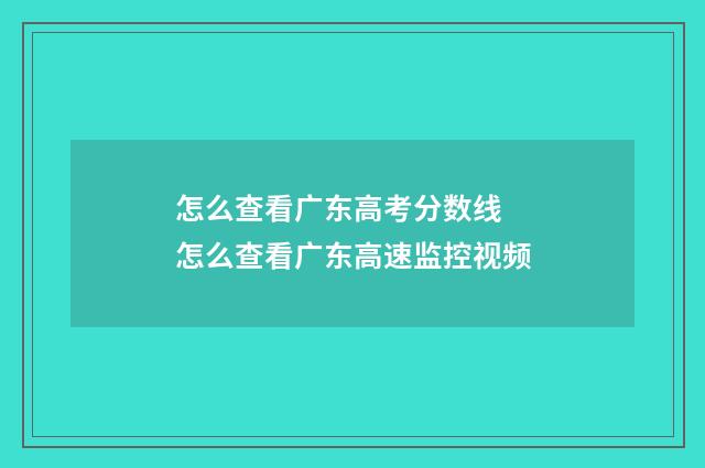 怎么查看广东高考分数线 怎么查看广东高速监控视频