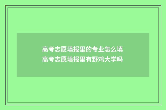 高考志愿填报里的专业怎么填 高考志愿填报里有野鸡大学吗