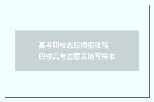 高考职校志愿填报攻略 职校高考志愿表填写样本