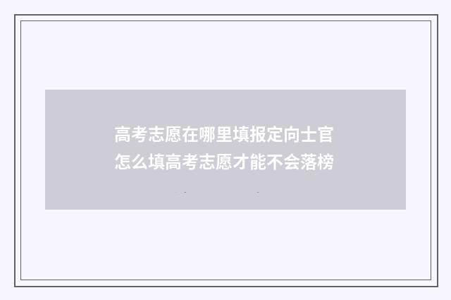 高考志愿在哪里填报定向士官 怎么填高考志愿才能不会落榜