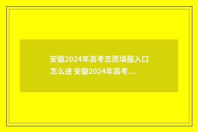 安徽2024年高考志愿填报入口怎么进 安徽2024年高考志愿填报方法